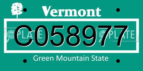 C058977 Vermont License Plate