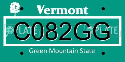 C082GG Vermont License Plate