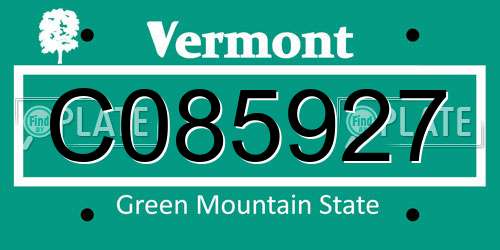 C085927 Vermont License Plate