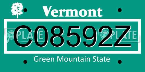 C08592Z Vermont License Plate