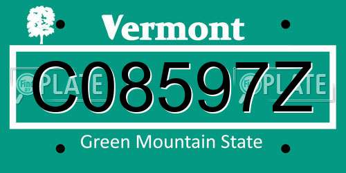 C08597Z Vermont License Plate