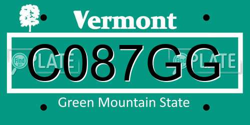 C087GG Vermont License Plate