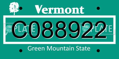 C088922 Vermont License Plate