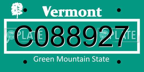 C088927 Vermont License Plate