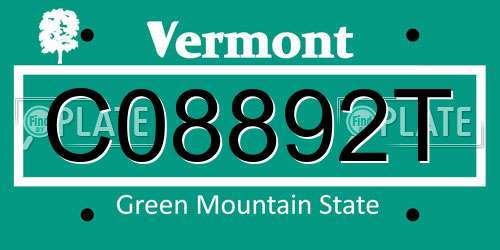 C08892T Vermont License Plate