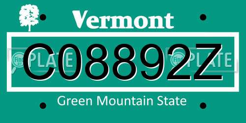 C08892Z Vermont License Plate