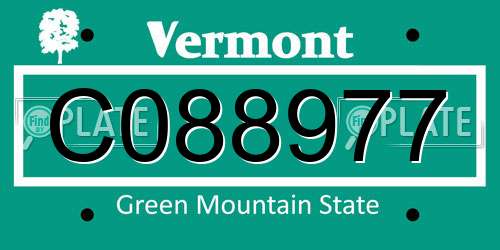 C088977 Vermont License Plate