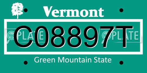 C08897T Vermont License Plate