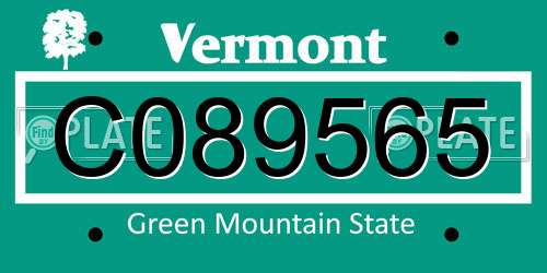 C089565 Vermont License Plate