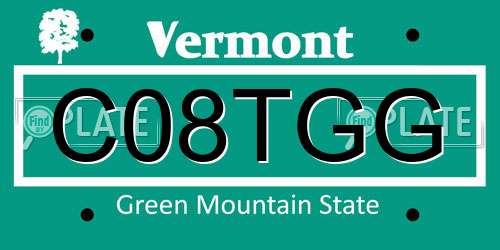 C08TGG Vermont License Plate