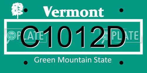 C1012D Vermont License Plate