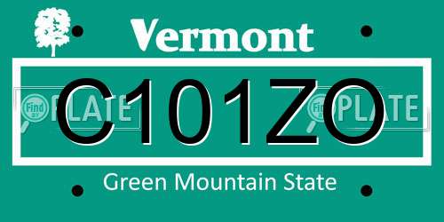 C101ZO Vermont License Plate