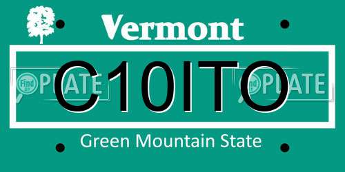 C10ITO Vermont License Plate