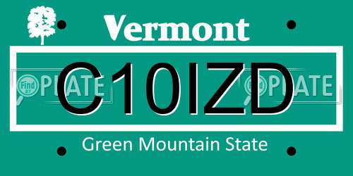 C10IZD Vermont License Plate