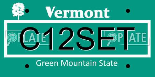 C12SET Vermont License Plate