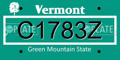 C1783Z Vermont License Plate