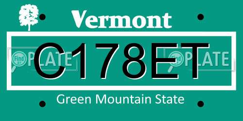 C178ET Vermont License Plate