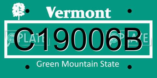 C19006B Vermont License Plate
