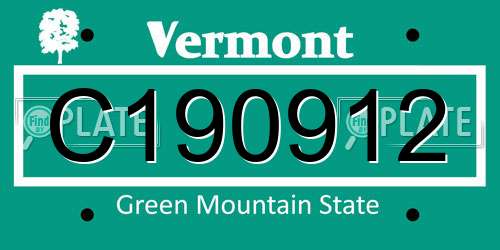 C190912 Vermont License Plate