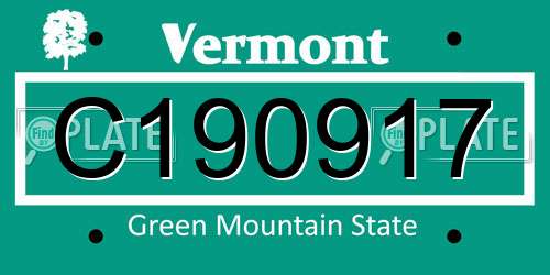 C190917 Vermont License Plate