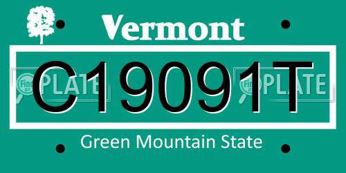 C19091T Vermont License Plate