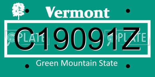 C19091Z Vermont License Plate