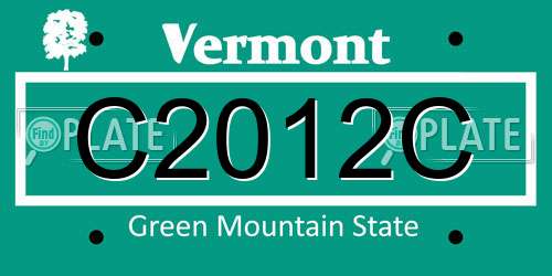 C2012C Vermont License Plate