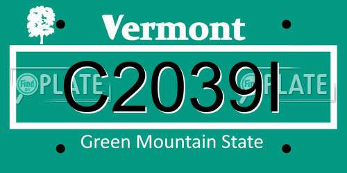C2039I Vermont License Plate
