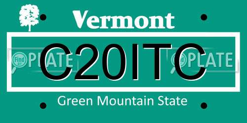 C20ITC Vermont License Plate