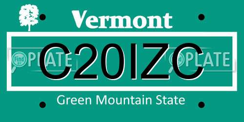 C20IZC Vermont License Plate