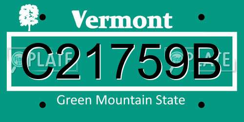 C21759B Vermont License Plate