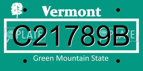 C21789B Vermont License Plate