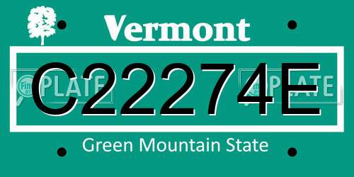 C22274E Vermont License Plate