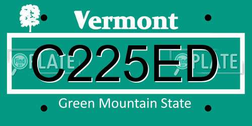 C225ED Vermont License Plate