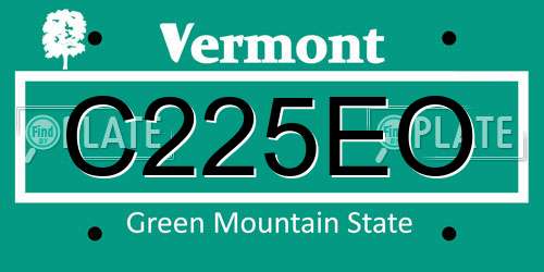 C225EO Vermont License Plate