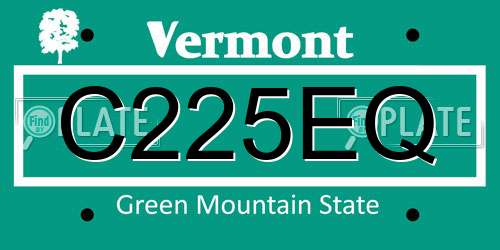 C225EQ Vermont License Plate