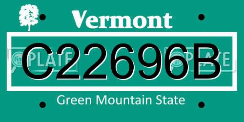 C22696B Vermont License Plate
