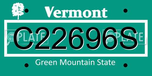 C22696S Vermont License Plate