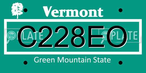 C228EO Vermont License Plate