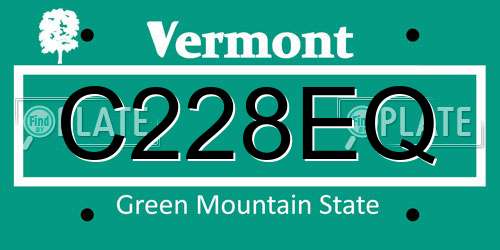 C228EQ Vermont License Plate