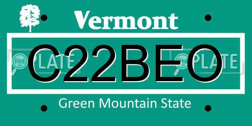 C22BEO Vermont License Plate