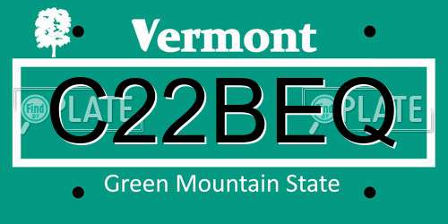 C22BEQ Vermont License Plate