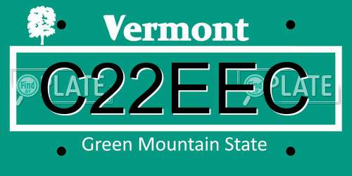 C22EEC Vermont License Plate
