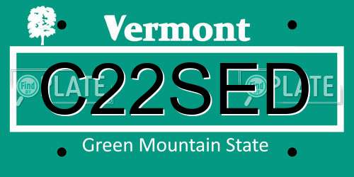 C22SED Vermont License Plate