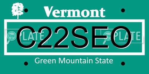 C22SEO Vermont License Plate