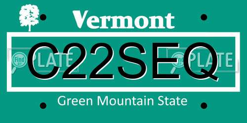 C22SEQ Vermont License Plate