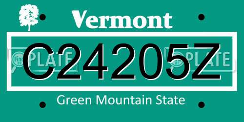 C24205Z Vermont License Plate