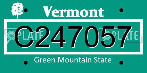 C247057 Vermont License Plate