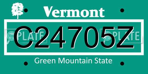 C24705Z Vermont License Plate