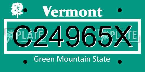 C24965X Vermont License Plate